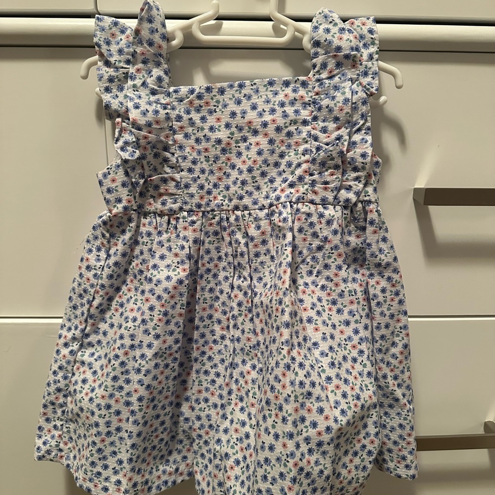 classic floral dress w/matching diaper cover